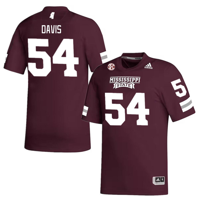 Men #54 Jonathan Davis Mississippi State Bulldogs College Football Jerseys Stitched Sale-Maroon